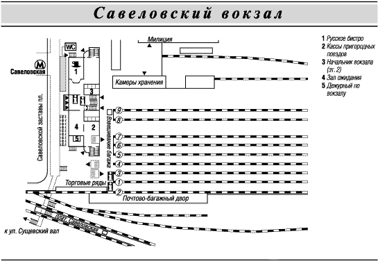 Схема Савеловского вокзала в Москве